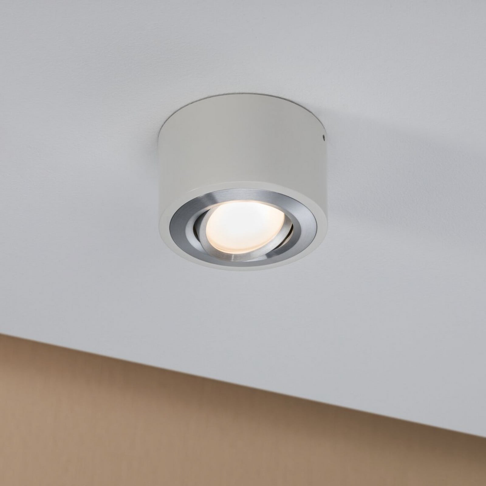 Argun LED-loftlampe, hvid aluminium, Ø 10 cm, 3-trins dæmpbar lysstyrke – Paulmann - Stue - Moderne - Metal - Med én lyskilde