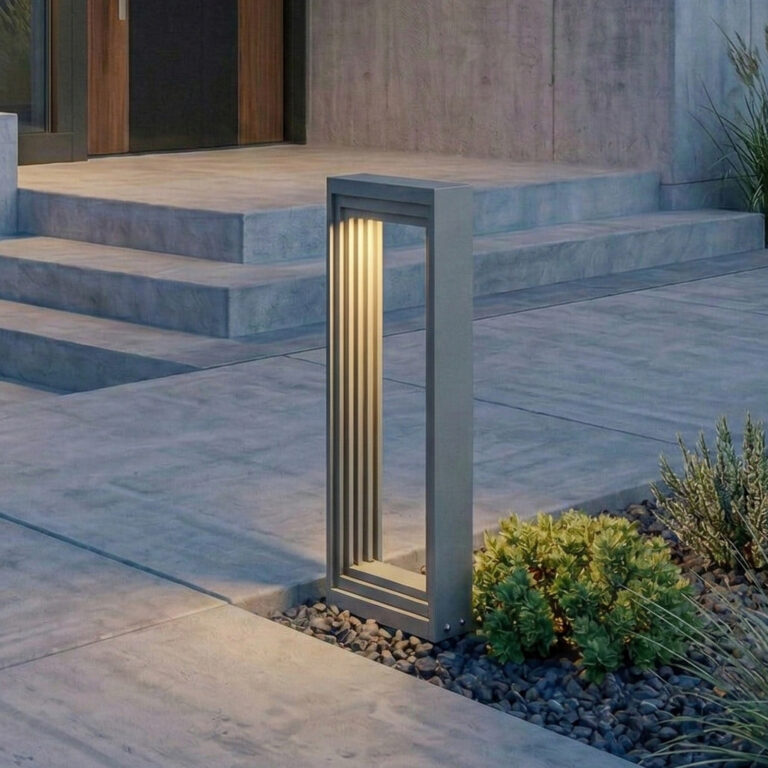 Ashkan LED-sokkellampe, højde 40 cm, antracit, IP65 Lucande - Moderne - Metal - Kantet