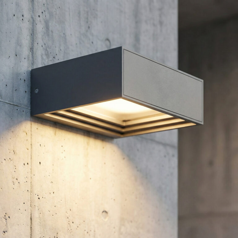 Ashkan LED-væglampe, antracit, IP65 Lucande - Moderne - Metal - Kantet
