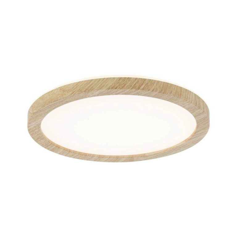 Atria Shine LED-panel, Ø 19 cm, træ, IP44, 3000 K, tænd/sluk, Paulmann - Kontor / arbejdsværelse - Moderne - Plastik - Med én lyskilde