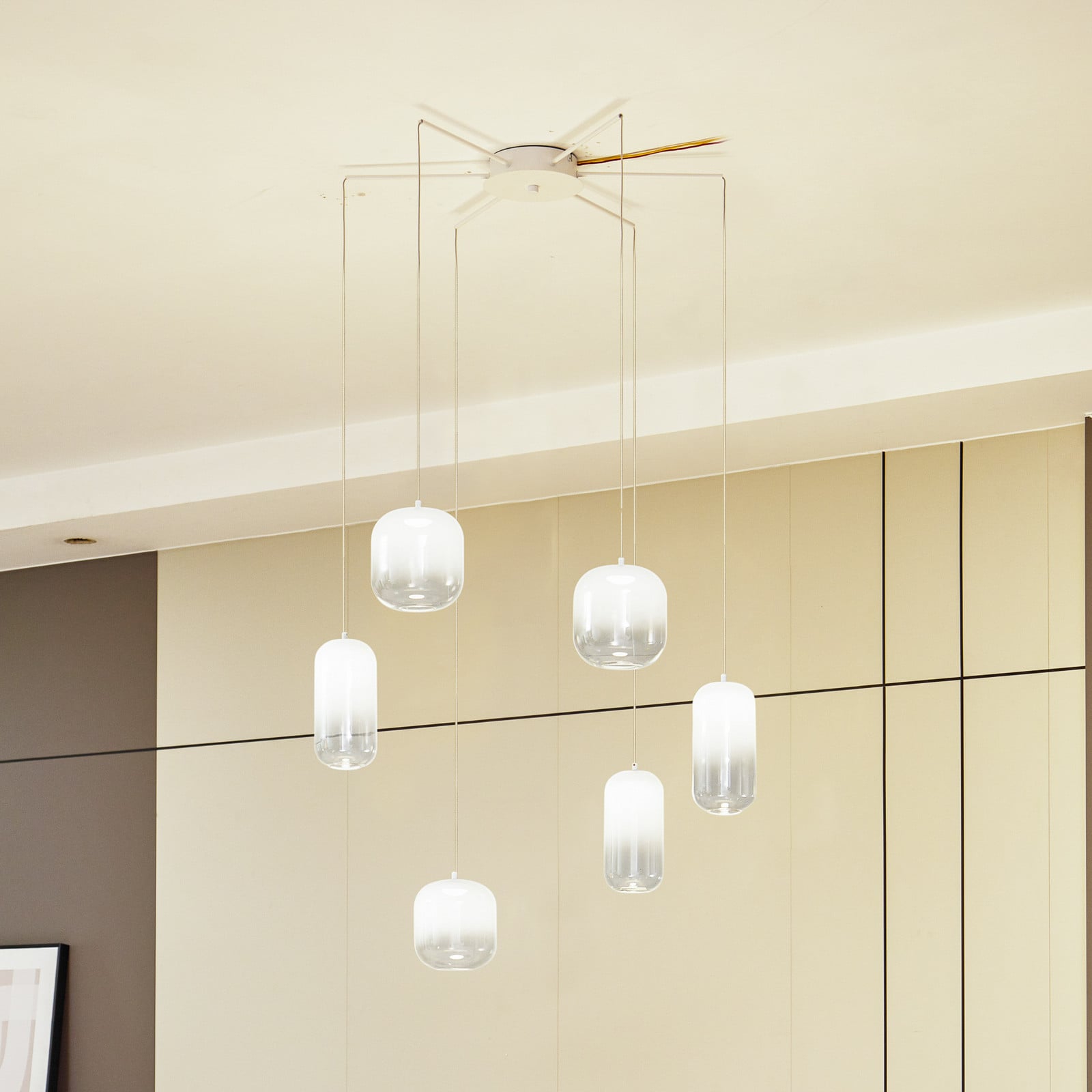 Avelina 6 LED Pendel Hvid - Lucande - Stue - Moderne - Glas - Med flere lyskilder