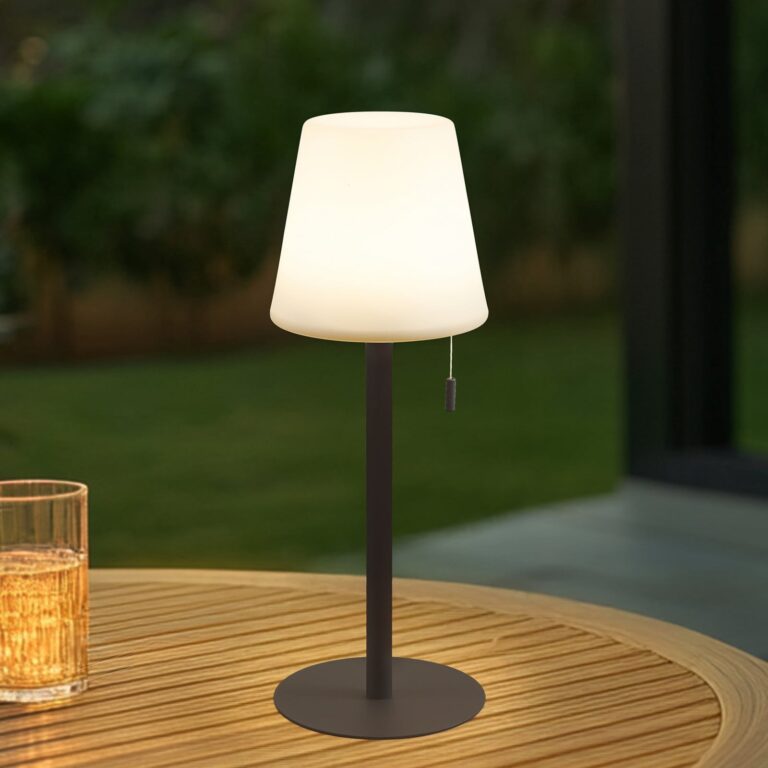 Azalea LED Portable Bordlampe IP44 Hvid/Brun - Lindby - Altan - Moderne - Aluminium - Med skærm