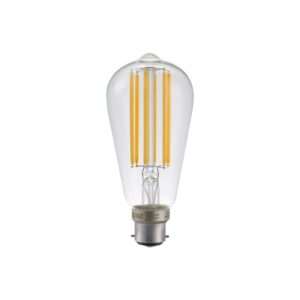 B22d 6,5W dæmpbar LED pære - ST58 Rustika, filament, klart glas, 2700K