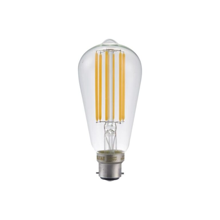 B22d 6,5W dæmpbar LED pære - ST58 Rustika, filament, klart glas, 2700K