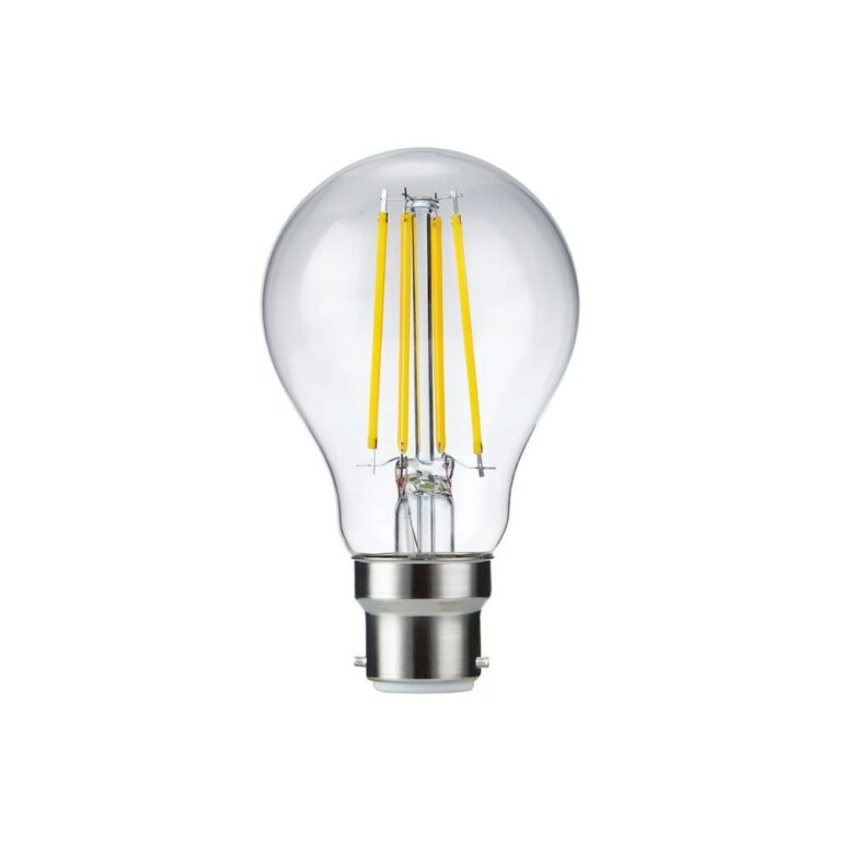 B22d 8W dæmpbar LED pære - A60, filament, klar glas, 2700K