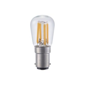BA15d 3W dæmpbar LED filament pære - 2500K, klar, 5,6cm, 210lm