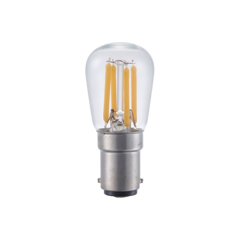 BA15d 3W dæmpbar LED filament pære - 2500K, klar, 5,6cm, 210lm