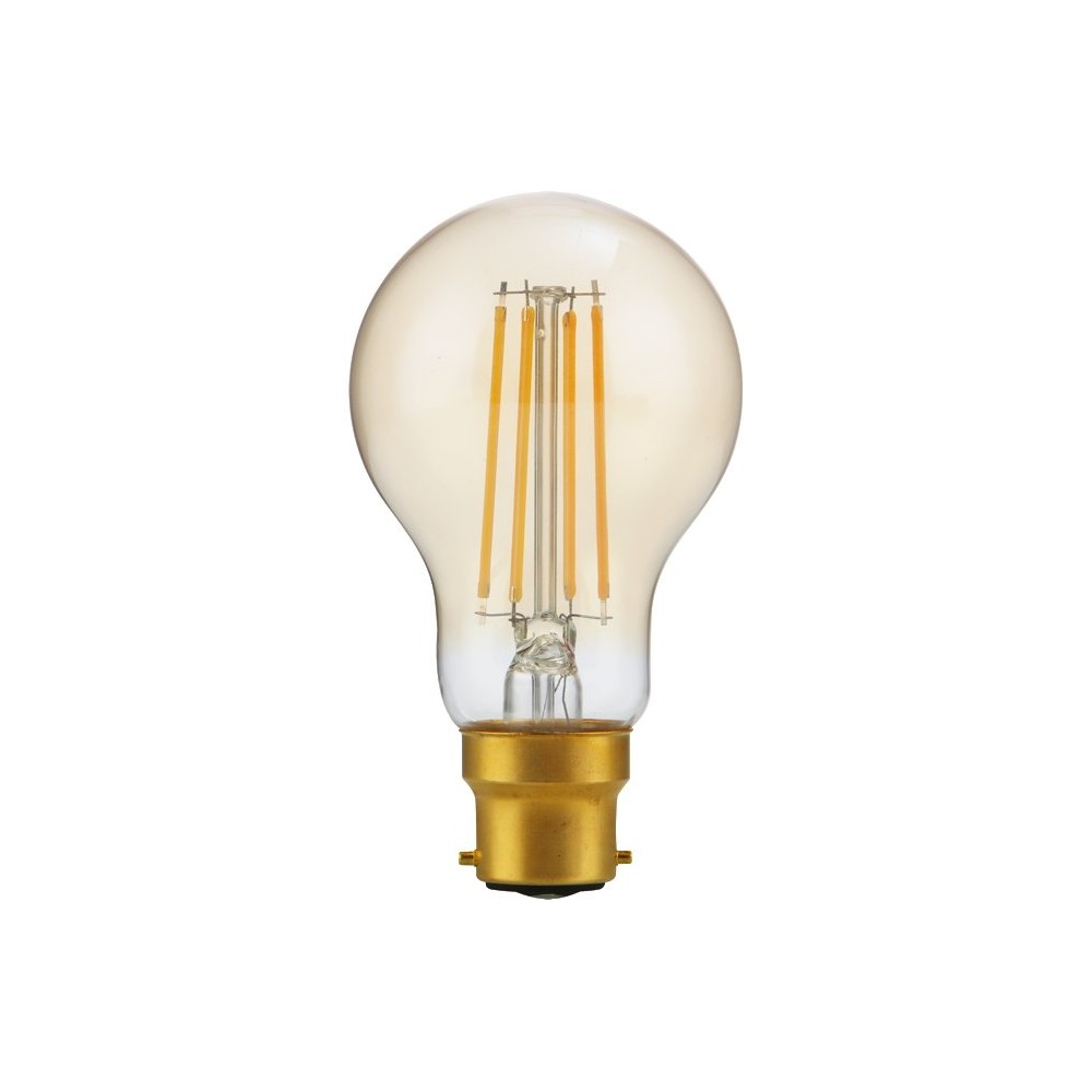 BA22d 4,7W dæmpbar LED pære - A60, filament, 2200K, guld glas, 470lm