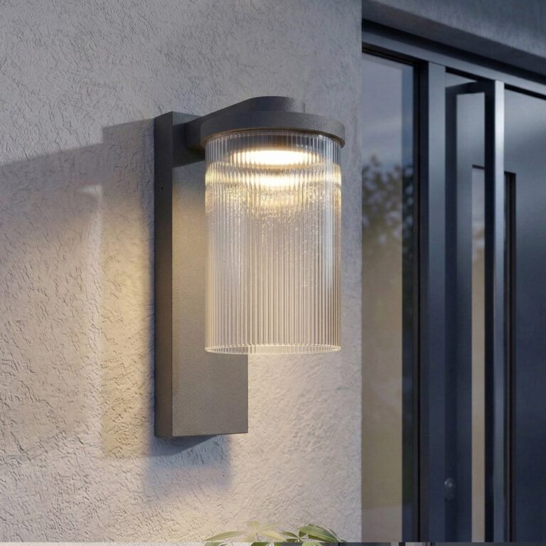 Beelia udendørs LED-væglampe, IP65, glas, aluminium, antracit Lucande - Terrasse - Moderne - Med én lyskilde