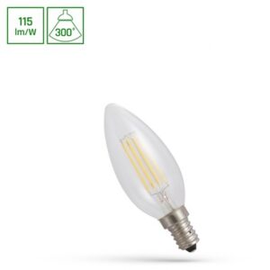 C35 LED kertepære 4W E14 - 230V, kultråd, neutral hvid, klar, Spectrum