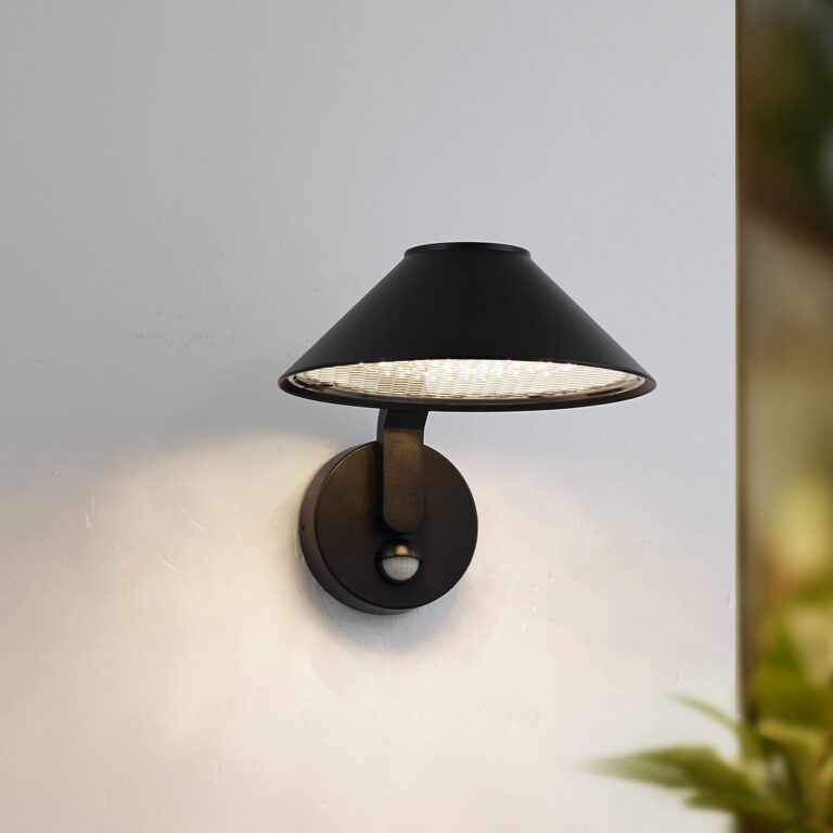 Capelo udendørs LED-væglampe, Ø 20 cm, sort, med sensor – Lindby - Altan - Moderne - Aluminium - Med én lyskilde
