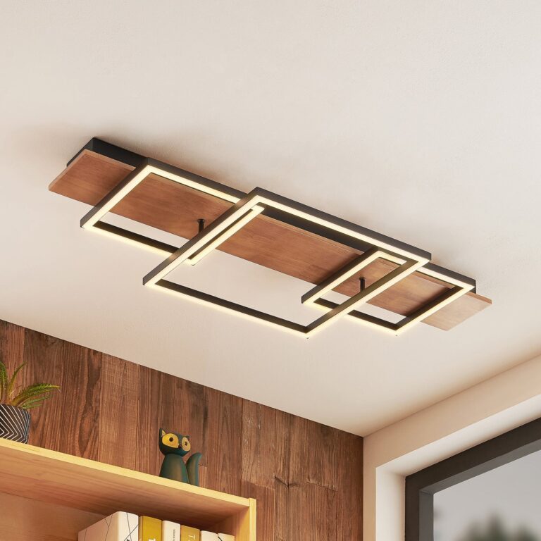 Chariska LED Loftlampe L95 Wood/Black Lucande - Stue - Moderne - Træ - Kantet