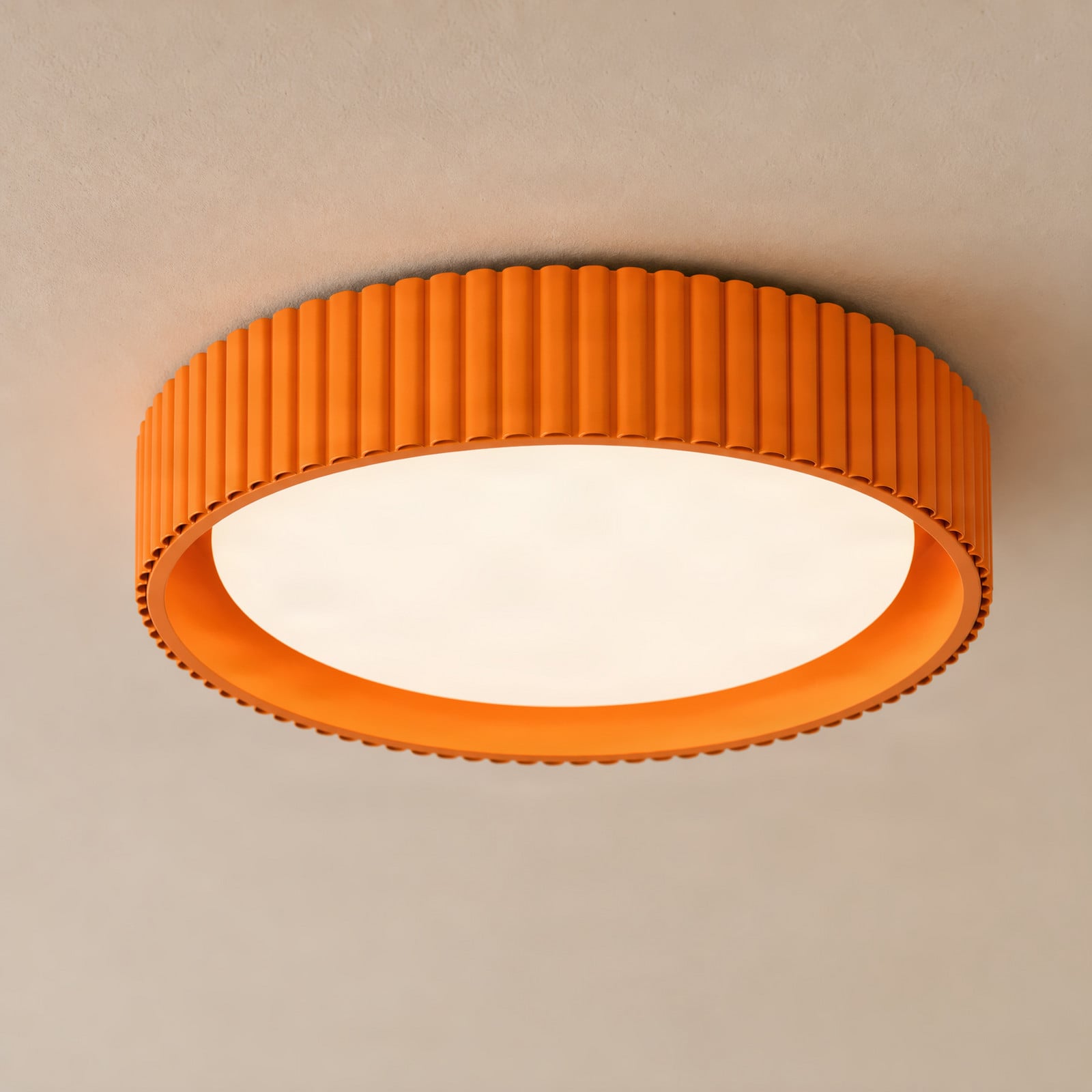 Colbie LED-loftlampe, orange ribbet, Ø 46 cm, dæmpbar – Lindby - Stue - Ungdommelig - Metal - Rund