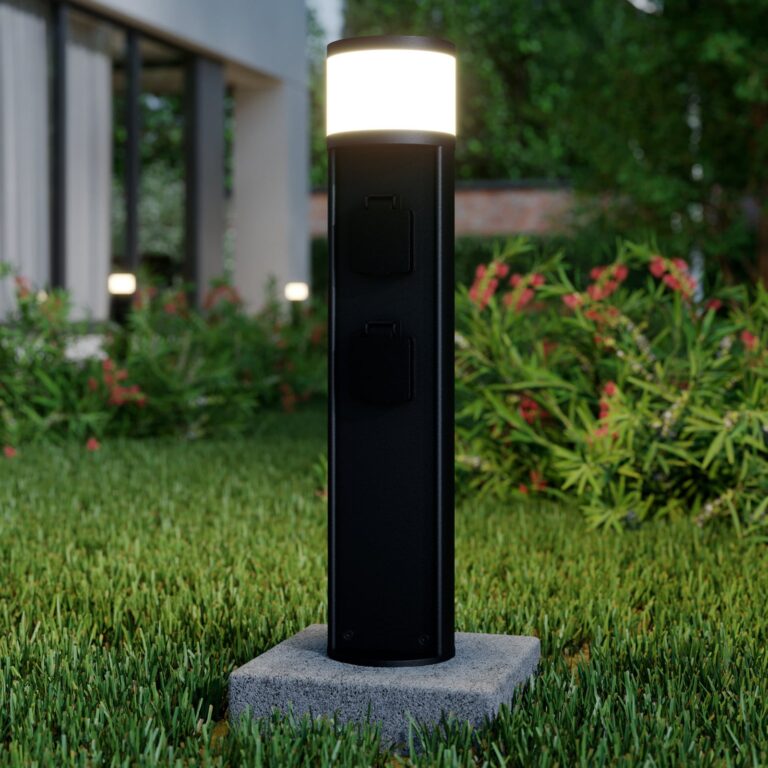 Corban Udendørs Havelampe m/2 stikdåser Graphite - Lucande - Terrasse - Moderne - Aluminium - Med én lyskilde