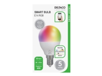 DELTACO SMART HOME - LED-lyspære - E14 - 5 W (tilsvarende 40 W) - klasse F - RGB/varm til kold hvidt lys - 2700-6500 K