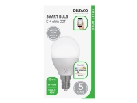 DELTACO SMART HOME - LED-lyspære - matteret finish - E14 - 5 W (tilsvarende 40 W) - klasse F - varmt hvidt/koldt hvidt lys - 2700-6500 K - hvid