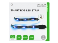 DELTACO SMART HOME - Lysrem - LED - 60 LEDs/m - RGB-lys - 2 m - sort