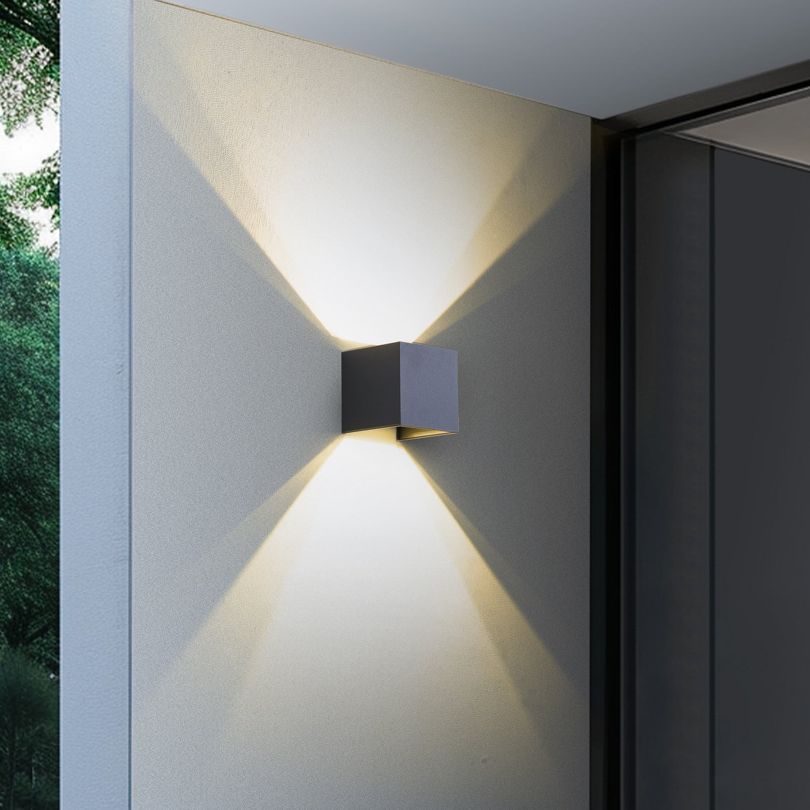 Dara Smart udendørs LED-væglampe, grå, CCT RGB, Tuya – Lindby - Altan - Moderne - Aluminium - Plafond