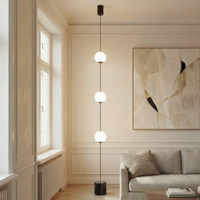 Darrow LED-gulvlampe, sort/opal, glas, dæmpbar Lucande - Stue - Moderne - Med flere lyskilder