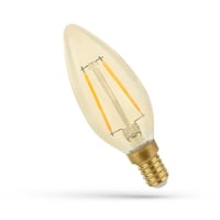 E14 2W LED kertepære, C35, kultråd, rav farvet glas, 2400K