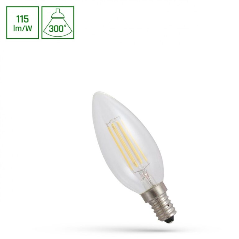 E14 4W LED kertepære - 113lm/W, glas, klar, erstat 40W