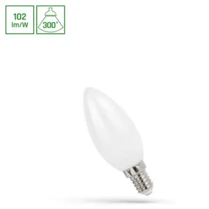 E14 4W LED kertepære - C37, 400lm, 2700K, mælkehvid, COG filament