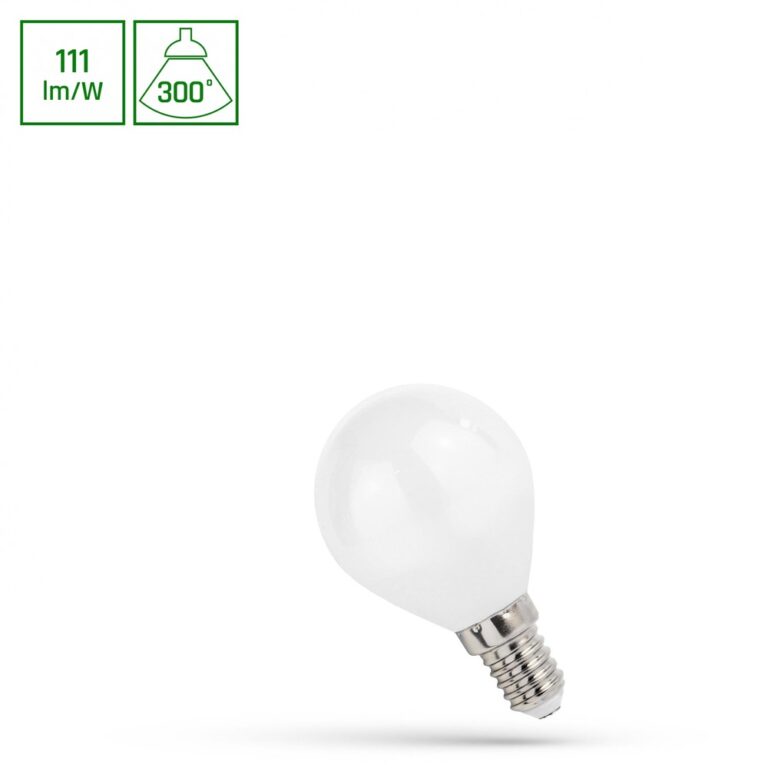 E14 5,5W LED kronepære - G45, filament, mat glas, varm hvid, 300Â°