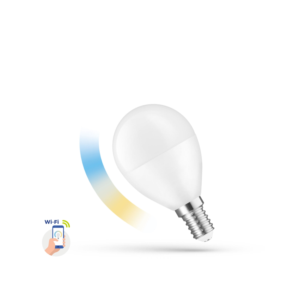 E14 5W Smart Home LED pære - P45, Tuya/Smart Life, virker med Google Home, Alexa og smartphones, CCT