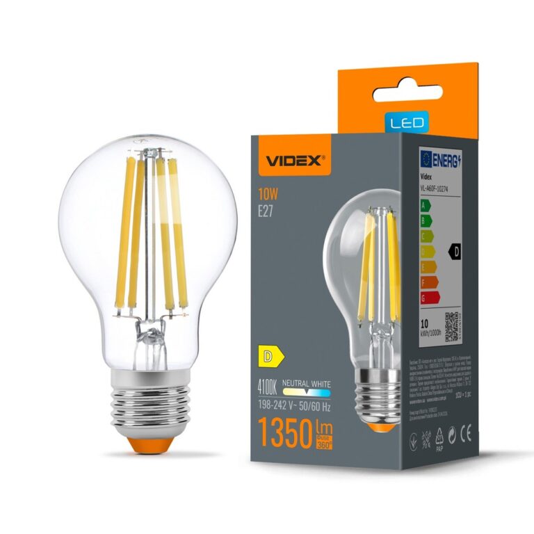E27 10W LED filament pære - A60, neutral hvid