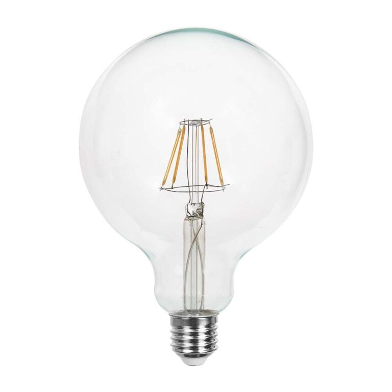 E27 10W LED globepære - G125, filament, Ø12,5cm, klart glas