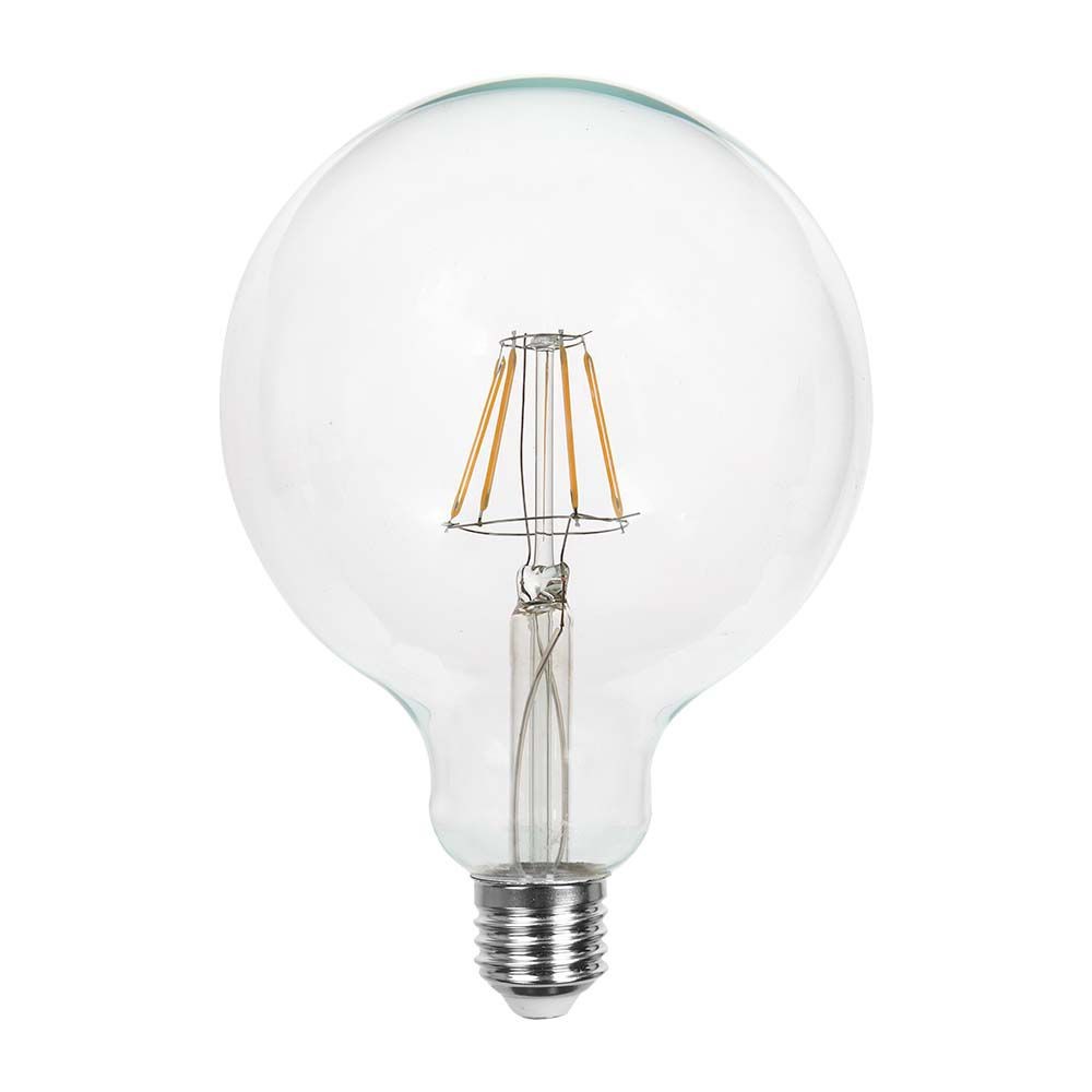 E27 10W LED globepære - G125, filament, Ø12,5cm, klart glas