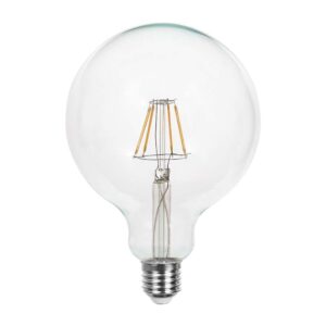 E27 12W G125 LED filament pære - 1521lm, klar glas, stor globepære