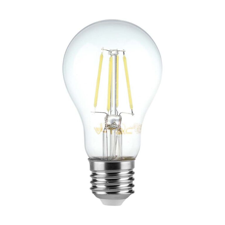 E27 12W LED filament pære - A70, klart glas