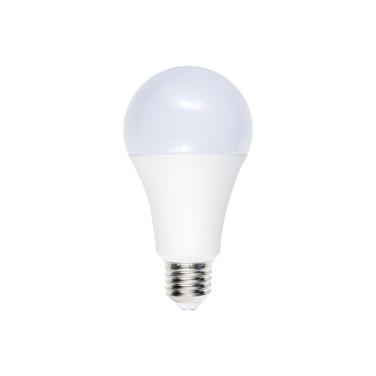 E27 12W LED pære, 12-60V - A70, 1100lm, opal glas, 3000K, AC/DC