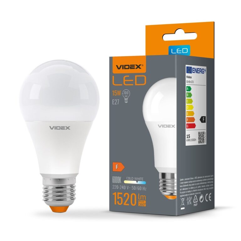 E27 15W LED pære - A65, 1520lm, 6000K, flicker free, RA88