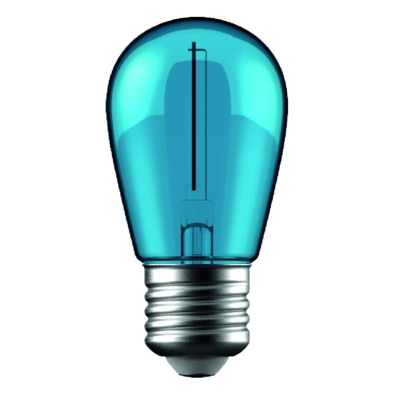 E27 1W LED kronepære - Blå, kultråd