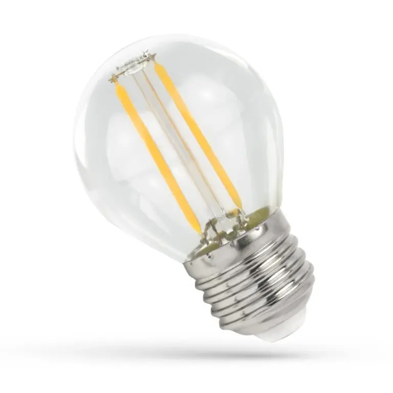 E27 1W LED kronepære - G45, Kultråd, klart glas