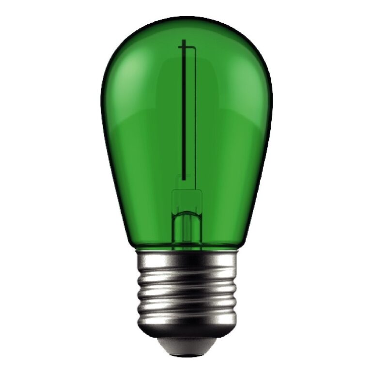 E27 1W LED kronepære - Grøn, Kultråd