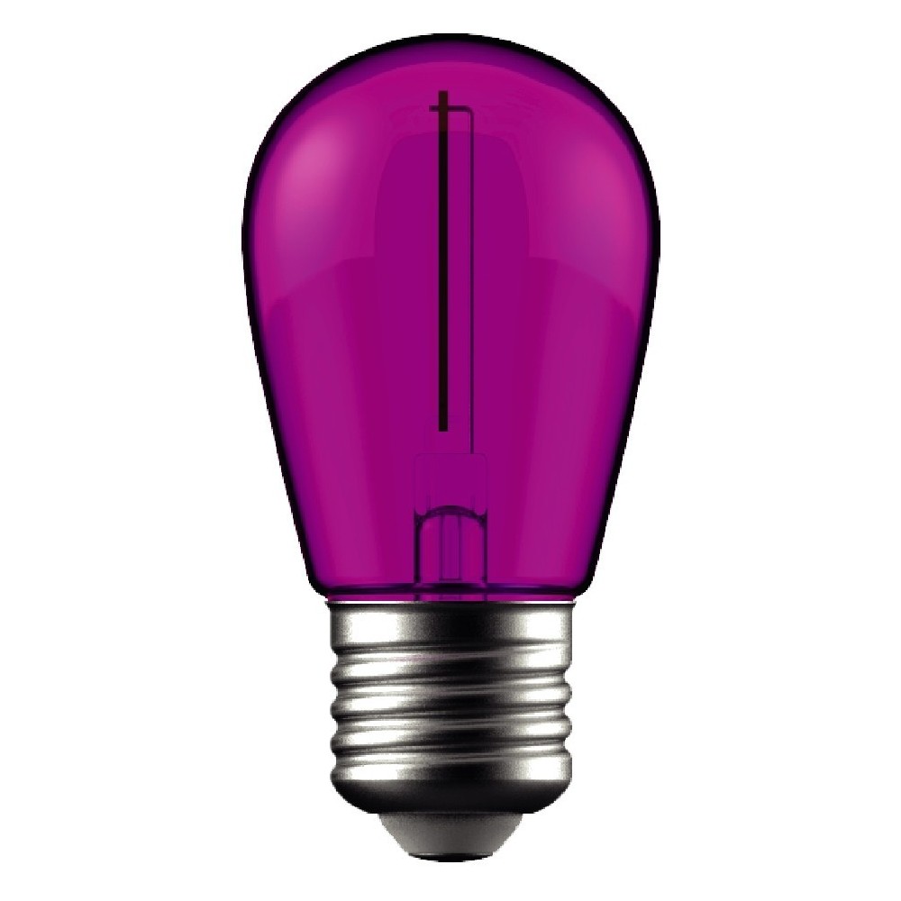 E27 1W LED kronepære - Lilla, Kultråd