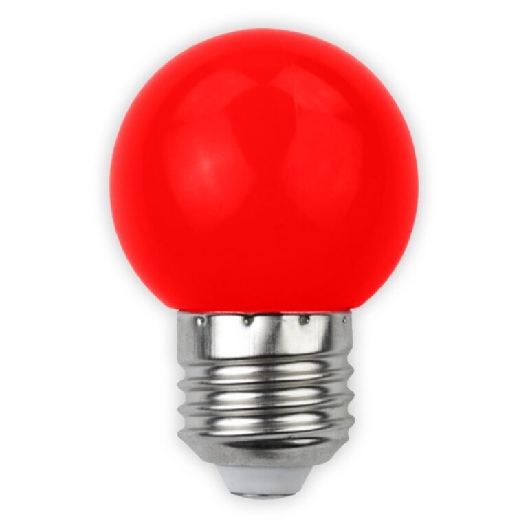 E27 1W LED kronepære - Rød, matteret