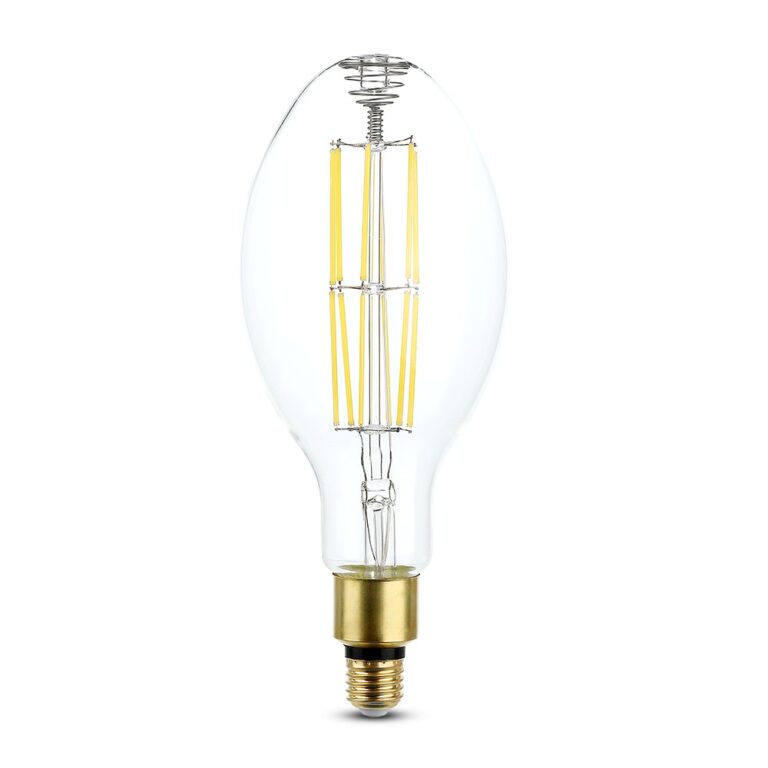 E27 24W LED ED120 filament pære - 160lm/W, 4000lm, klar glas, 6400K, Ø12cm, højde 30cm