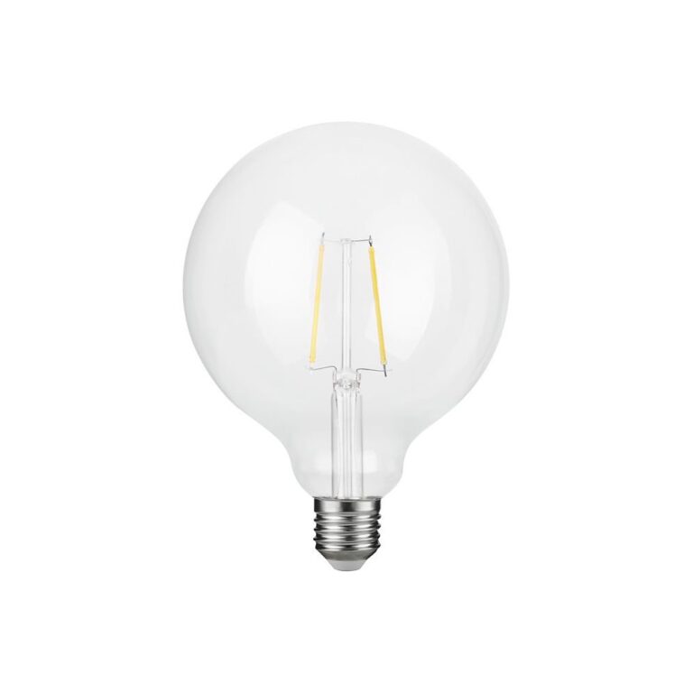 E27 2,5W dæmpbar LED filament pære - G125 Globe, 250lm, 2500K, klart glas