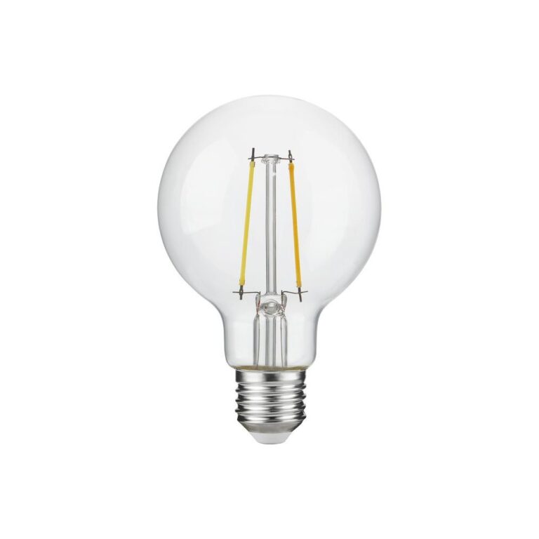 E27 2,5W dæmpbar LED filament pære - G80, 250lm, 2500K, klart glas