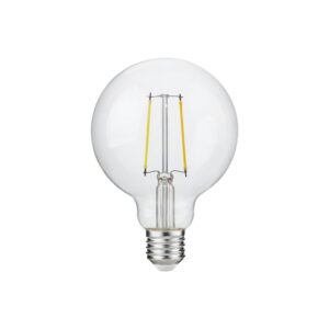 E27 2,5W dæmpbar LED globe pære - G95, filament, 250lm, 2500K, klart glas
