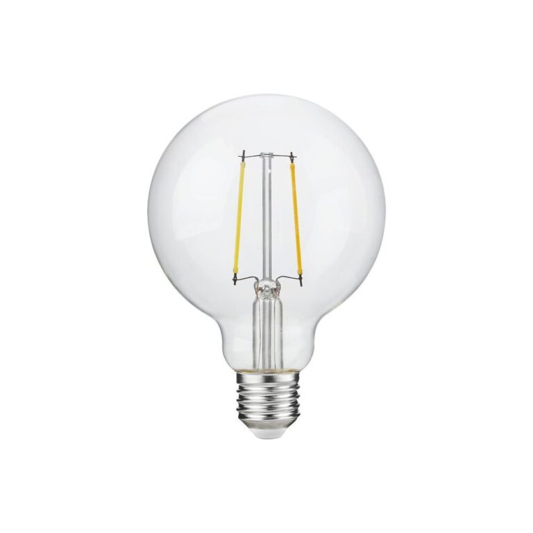 E27 2,5W dæmpbar LED globe pære - G95, filament, 250lm, 2500K, klart glas