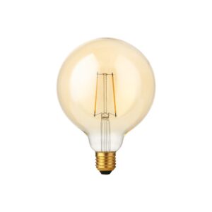 E27 2,9W dæmpbar LED filament pære - G125, 250lm, 2200K, Gold finish