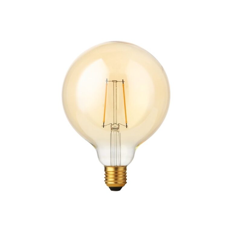 E27 2,9W dæmpbar LED filament pære - G125, 250lm, 2200K, Gold finish