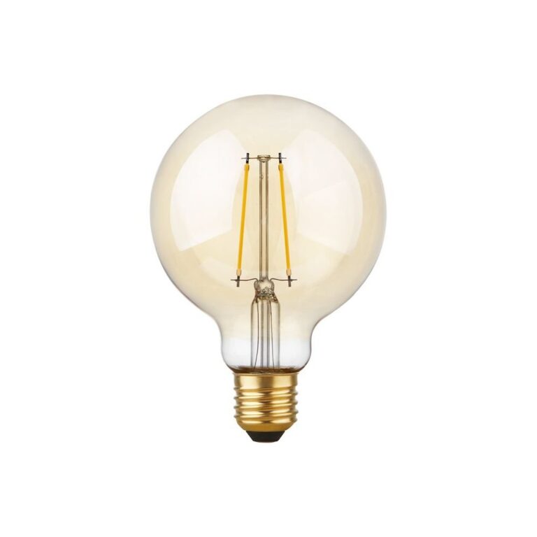 E27 2,9W dæmpbar LED globe pære - G95, filament, 2200K, guld glas