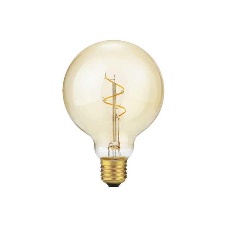E27 2,9W dæmpbar LED pære - G95 Globe, Slim Flex Filament, 2200K, Gold, 250lm