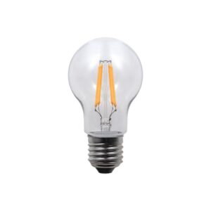 E27 3,5W LED filament pære - A55, 320lm, brudsikker polycarbonat, klar, varm hvid